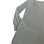 Free People  Light Teal Blue Long Tunic Sweater Criss Cross Stretch Large Women's Photo 3
