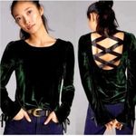 Anthropologie by  Green Velvet Open Back Long Sleeve Top Size XL Women’s Photo 1
