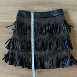 Sincerely Jules Black Faux Leather Mini Skirt Studded Fringe Detail Size Small Photo 5