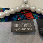 Chico's  Additions Size 1 US 8 Asian Floral Jacket Colorful Lightweight Cotton Photo 2