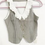 Japanese Kawaii Pastel Baby Blue Tweed White Lace Ruffle Corset Vest Blazer Top Size XS Photo 6