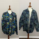 Maggie Barnes Jacket Reversible Lightweight Open Front Art To Wear Blue Green Photo 1