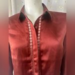 EXPRESS Satin Lace Trim Portofino Mesh Lace Button Down Collar Shirt XS Slim Photo 4