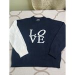 Elan  LOVE Colorblock Black White Long Sleeve Pullover Sweater, Size Large Photo 3