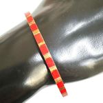 Vintage Brass Checkered Red Enamel Bangle Bracelet Photo 1