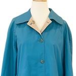 Forecaster of Boston Vintage Reversible Blue Tan Trench Coat Coastal Size 16 Photo 1