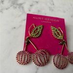 Kurt Geiger NWOT Gold and Purple Cherry Earrings Photo 3