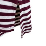 Denim & Co Burgundy Cream Striped Cowl Hooded Knit Velour Pullover Top Size M Photo 3
