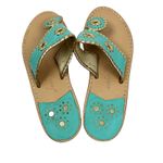 Jack Rogers  Nantucket Gold Sandals 6 Caribbean Blue Photo 1