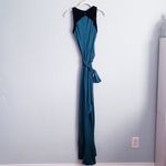 Halston Heritage  Emerald Green And Black Velvet Sleeveless Gown Photo 9