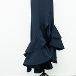 Betsy and Adam Arielle Scuba Crepe Ruffle Slit Gown Navy Size 2 Photo 6