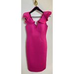 Eliza J Scuba V-Neck Ruffled Cap Sleeve Sheath Dress in Pink Size US 8 Photo 1