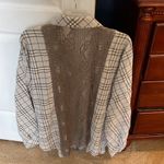 Hem & Thread New  Lace Insert Tan Beige Plaid Button Down Shirt Photo 2