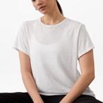 Athleta L Getaway Blended Linen Tee Bright White Large Photo 0