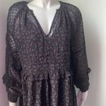 ZARA  Women's Black Ruffle Floral Swiss Dot Long Sleeve Dress Small Photo 3