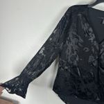 White House | Black Market  Womens 2 Black Jacquard Print Silk Blend Blouse Top Photo 2