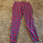 Lands' End  Women’s Starfish Pant Leggings Stretch Plaid Red Medium 10-12 Photo 1