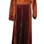 ZOE AND CLAIRE Long Sleeve Pleated Midi Dress in Sienna Size M Photo 5