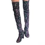 Stuart Weitzman Black Suede Boots Over The Knee Paint Splattered Design Size 9 Photo 10