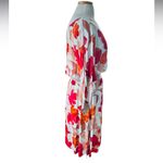 Maeve Anthropologie Dress Gemma Midi 3/4 Sleeve Floral Blue ,Orange ,Red Size M Photo 8