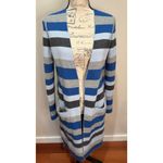 Akris  Bergdorf Goodman Reversible Longline Cardigan Striped Sz 6 Flaw Gray Blue Photo 2