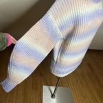 ZARA  Sweater Womens XL Rainbow Pastel Striped Knit Balloon Sleeves NEW Photo 5