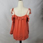 Joie  Womens Top Size S Orange Silk Cold Shoulder Ruffles Tassel Tie Long Sleeve Photo 1