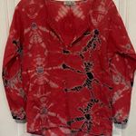 Lucky Brand  Red and Black Tie-Dye Blouse Photo 0