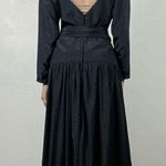Vintage Handmade Black Floral Drop Waist Midi Dress Black Photo 2