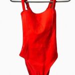 Good American Corset Tie Back One Piece Bathing Suit Swimsuit Red Small 4 Photo 0