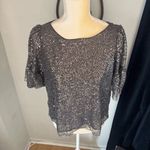 Anthropologie MAEVE Sequined Blouse Top, Dark Gray, Size Small, NWOT Photo 2
