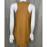 ZARA  women calfskin leather brown tiered ruffle midi sleeveless dress small Photo 6