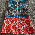 Boden Floral Tank Top with Red and Blue Accents size 6 Photo 3