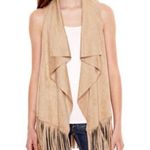 Decree Waterfall Faux Suede Fringe Vest, Sz XS Photo 0