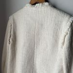 Dalia Tweed White Cream Fringe Raw Hem Natural Woven Blazer Size XS Photo 5