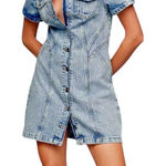 Pilcro  Anthropologie Short-Sleeve Denim Button-Front Mini Dress 4 Photo 0