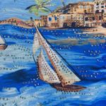 Onque Ocean Scene Printed Short Sleeve Cotton Top with Rhinestones Size Small Photo 3