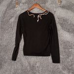 Michael Simon Black Long Sleeve Top with Shoe Embellishments Quiet Luxury Photo 4