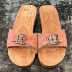 None Pink Floral Wooden Clog Sandals Size 8 Photo 0