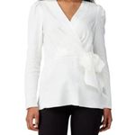 Jay Godfrey White Zebra Print Jacquard Draped Wrap Top Size 4 Photo 0