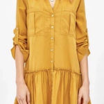 ZARA Long Sleeve Shirt Dress XS Pocket Yellow Photo 0