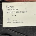 NWT American Eagle Strigid Super High Rise Baggy Straight Black Jeans Sz 4 Short Photo 4