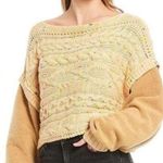 Free People NWOT yellow fluffy cable-knit sweater Photo 0