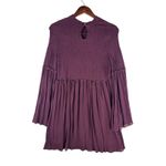 Clover + Scout  XL Smocked Mock Neck Ruffle Bell Sleeve Mini Dress Purple‎ Photo 5