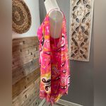 INC International Concepts Vibrant Pink yellow one long sleeve mini dress Size M Photo 1