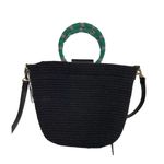 Elizabeth and James Black Corded Handbag/ Shoulder Bag Photo 1