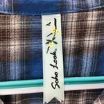 Soho  Look Womans Plaid Button‎ Front Flannel Shirt with Roll Tab Sleeves Size Sm Photo 5