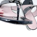 Gucci Lilane Horsebit Thong Sandals Black Patent Low Block Heel Size EU 37 US 7 Photo 5