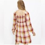 Loft  Plaid Square Neck Babydoll Dress Strawberry Blossom, Sz S Photo 1