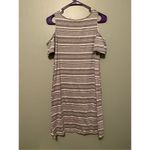 Faded Glory  Gray And White Striped Cold Shoulder T-shirt Dress Size M Photo 5